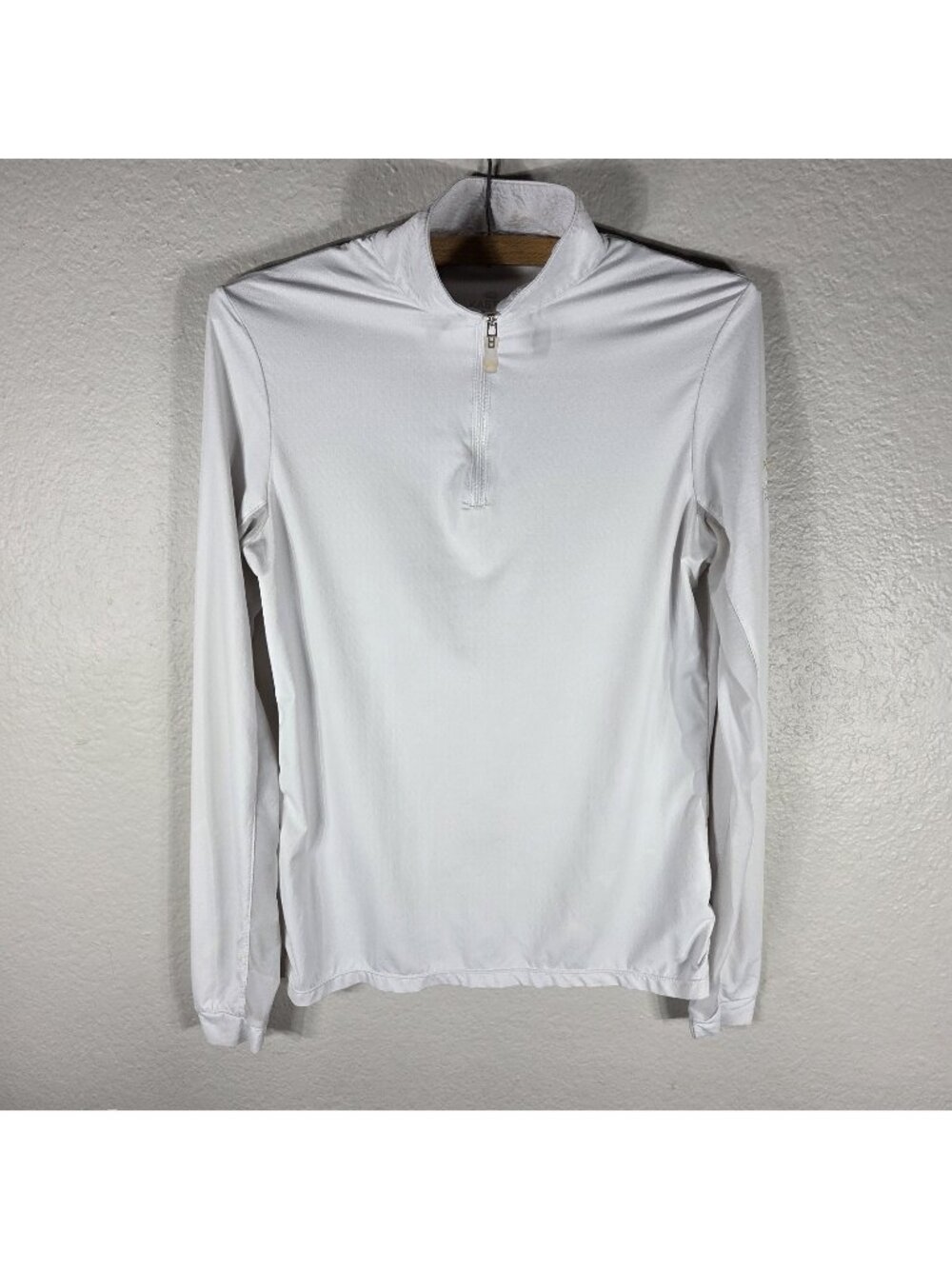 Kastel Denmark Active Top Size M White Quarter Zip Long Sleeve Semi Sheer